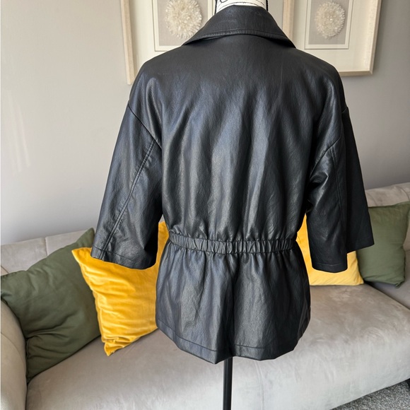 Zara Black Leather Jacket for Women - Picture 2 of 3
